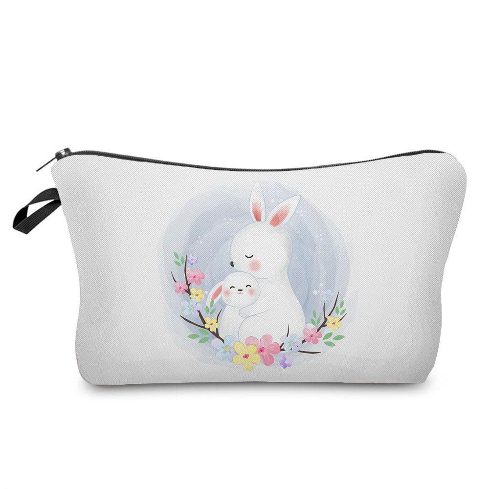Women Rabbit Print Cosmetic Bag Toiletries Organize Travel Storage Case  6412 KTB