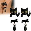 Orecchino Stile Dark Cool 1 Paio Orecchini Gatto Nero Dito Medio per Donne, Gioielli Orecchini Forma Personalizzata Carina Stampati 3D, Gotico Divertente