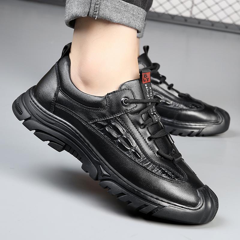 Модные повседневные кожаные туфли на толстой подошве для мужчин — фото 6