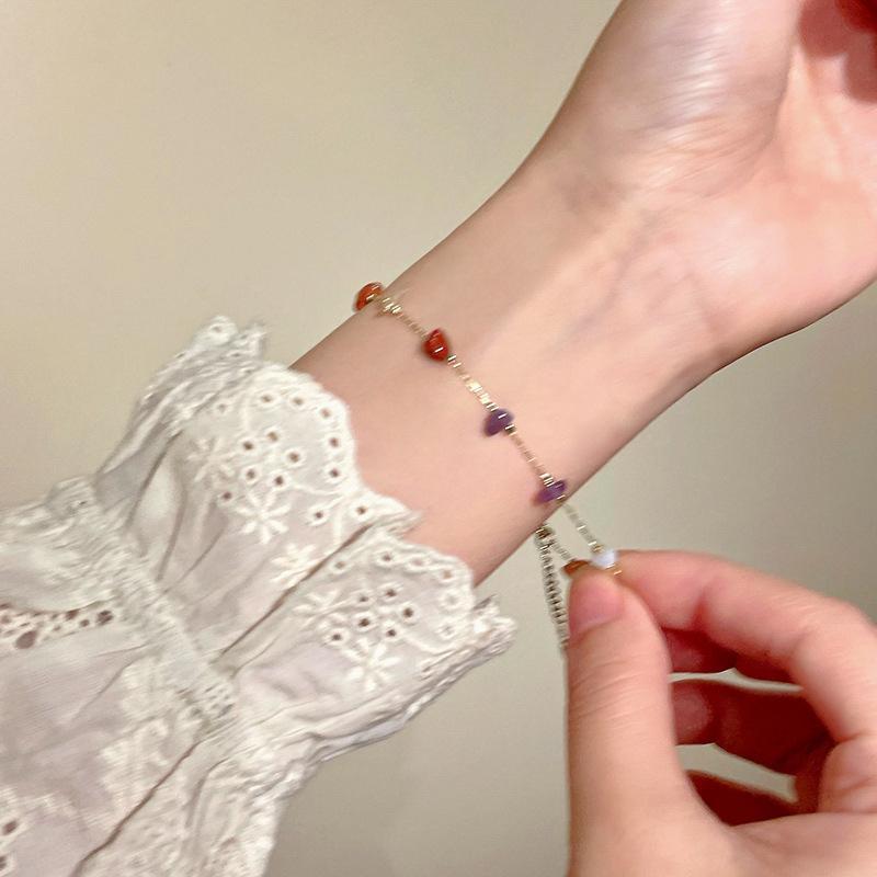 Trendy Charming Colorful Irregular Stone Necklace Bracelet For Women Girls Versatile Gorgeous Jewelry Accessories Gifts