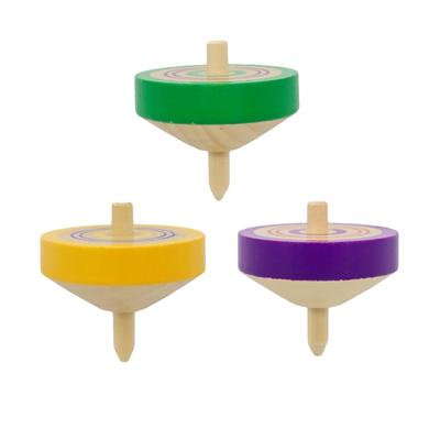 Traditionelles Holzspielzeug Kreisel-Set mit 3 Kreisel, (grün, gelb, lila)