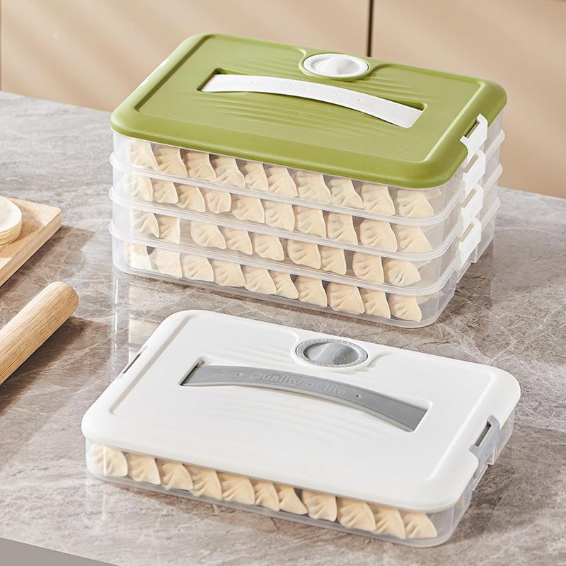 Home Multi-Layer Dumpling Box, Frozen Dumpling Special Kitchen Refrigerator Storage Box, Fresh-Keeping Box With Timer Function