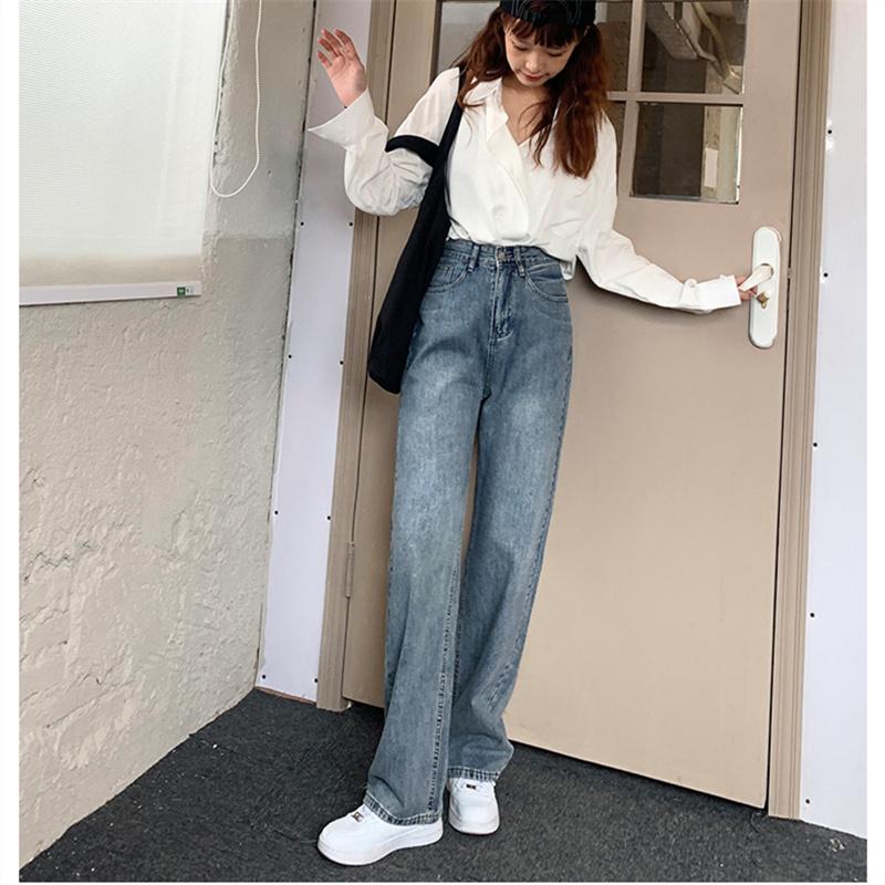 Winter Thick Warm Fleece Straight Jean Pants Vintage Jeans Woman's High Waist 2022 Blue Wide Leg Denim Trouser Baggy Casual