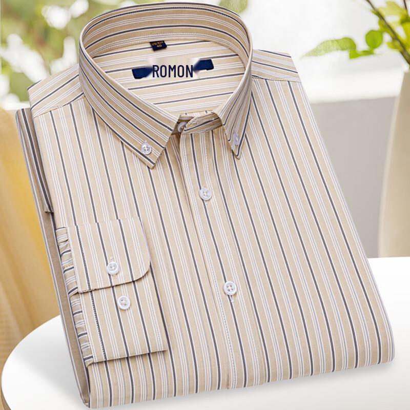 

Romon Men s Striped Easy-Care Long-Sleeve Shirt 41