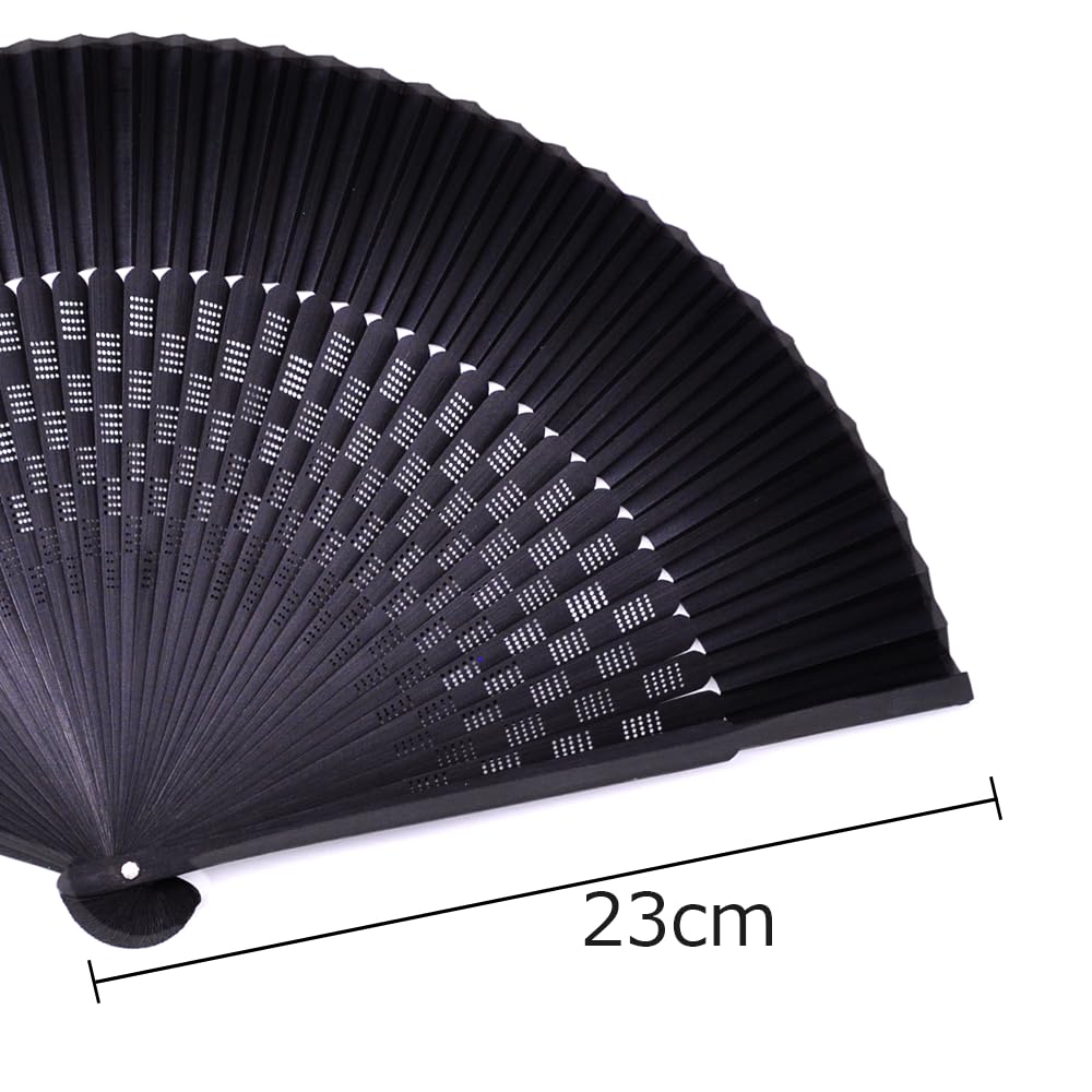 [Keichido] Folding Fan with Noshi Box, Checkered Frame, xin01 Black