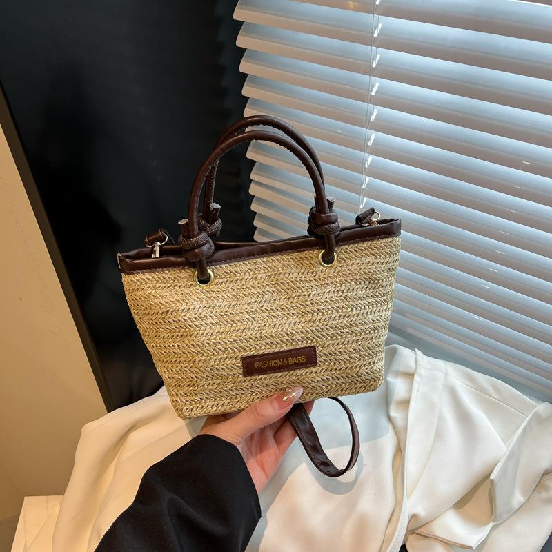 2025 Summer New Woven Tote Bag Women's Large-capacity Straw Holiday Beach Bag Shoulder Messenger Bag