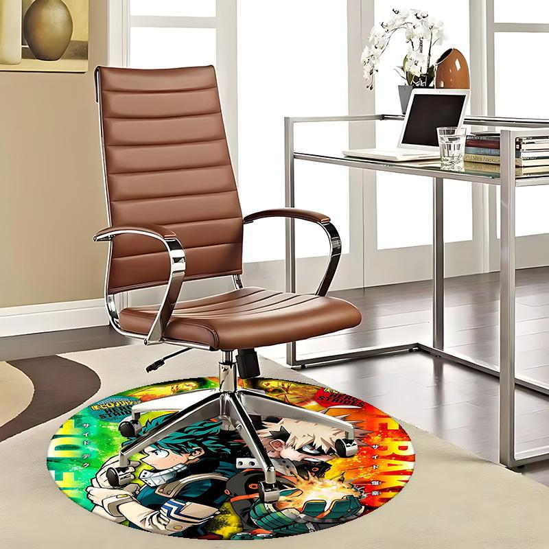 1pc My Hero Academia Anime Theme Round Carpet  Office Chair Mat, AntiSlip Rug, Suitable for Home, Living Room, Bedroom, Game Room 80cm