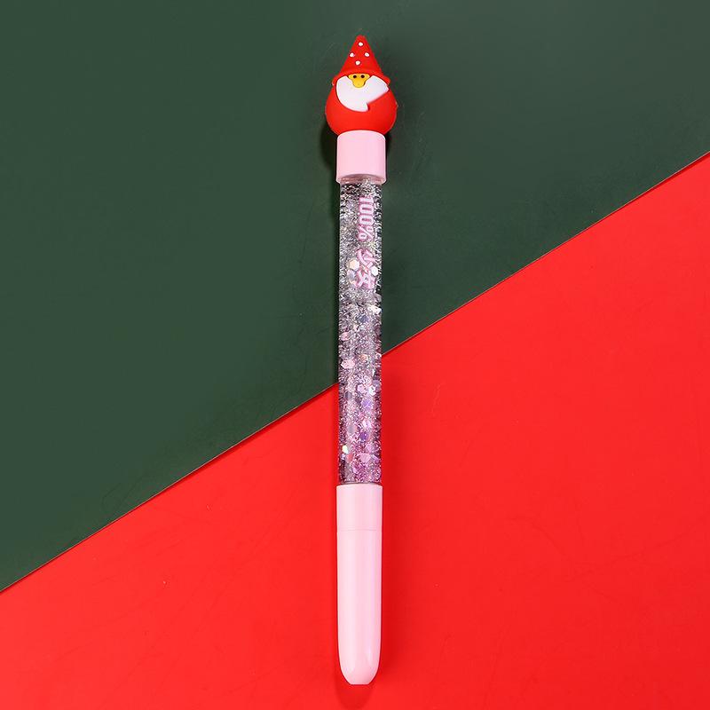 8/ 16 PCS Christmas Colorful Oil Flowing Sand Pen 0.5mm Black Multiple Styles Smooth Neutral Pen for Kid Good Quality Stationery Back To School