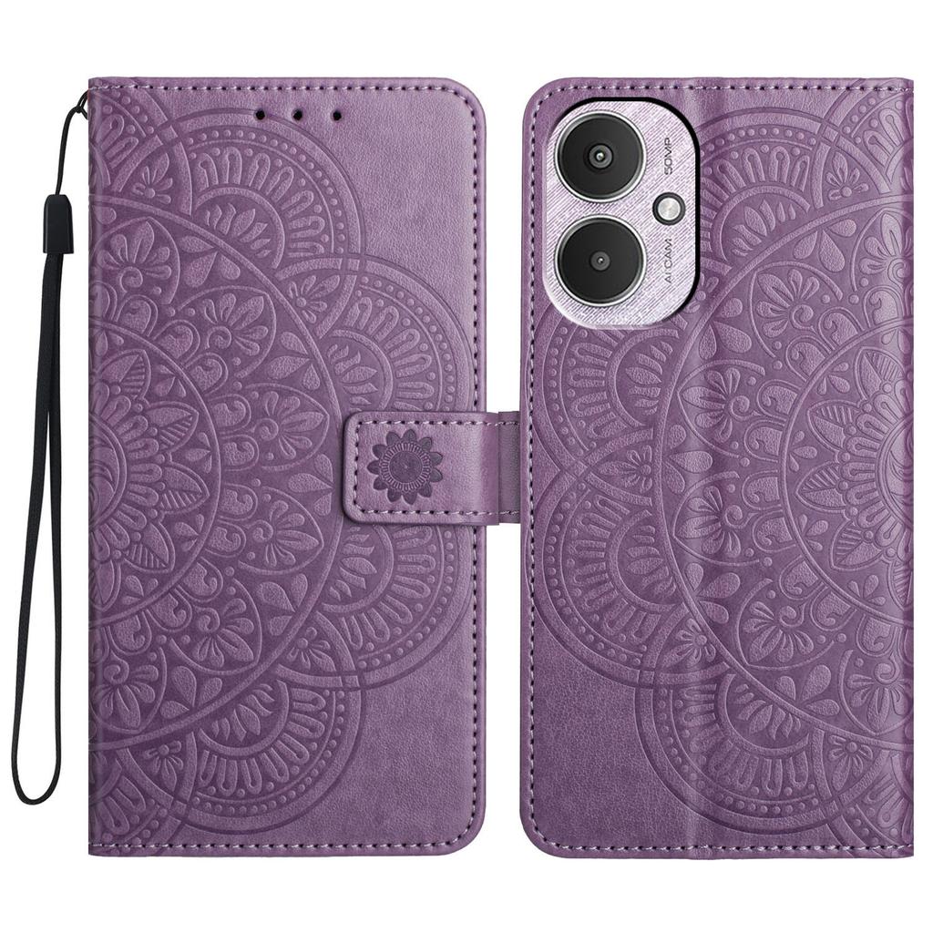 For Xiaomi Redmi 13C 4G/5G/13R 5G/Poco M6 5G/Poco C65 4G Case PU Leather Mandala Imprinted Phone Cover