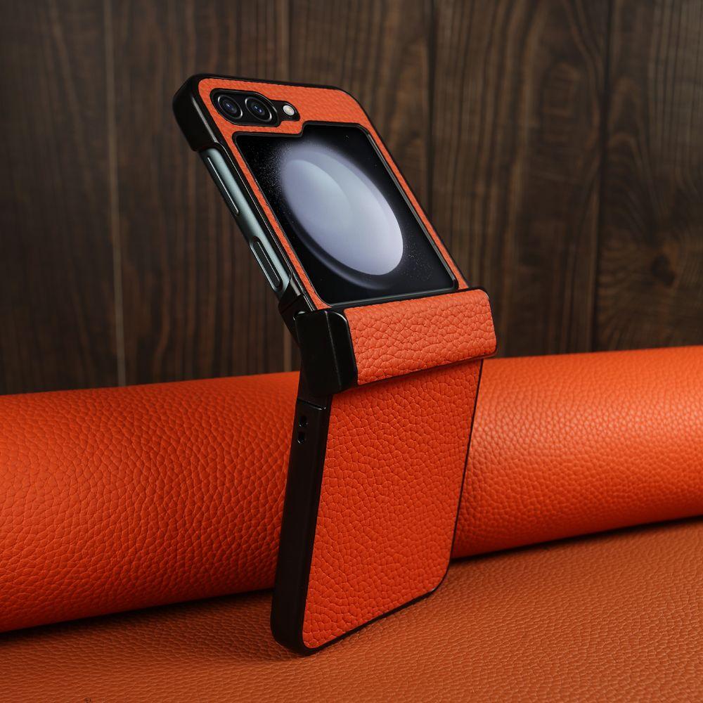 Hand Crafted Genuine Leather Case For Samsung Galaxy Z flip Phone Cover Galaxy Z Flip 3 flip4  Back Shell Coque Capa