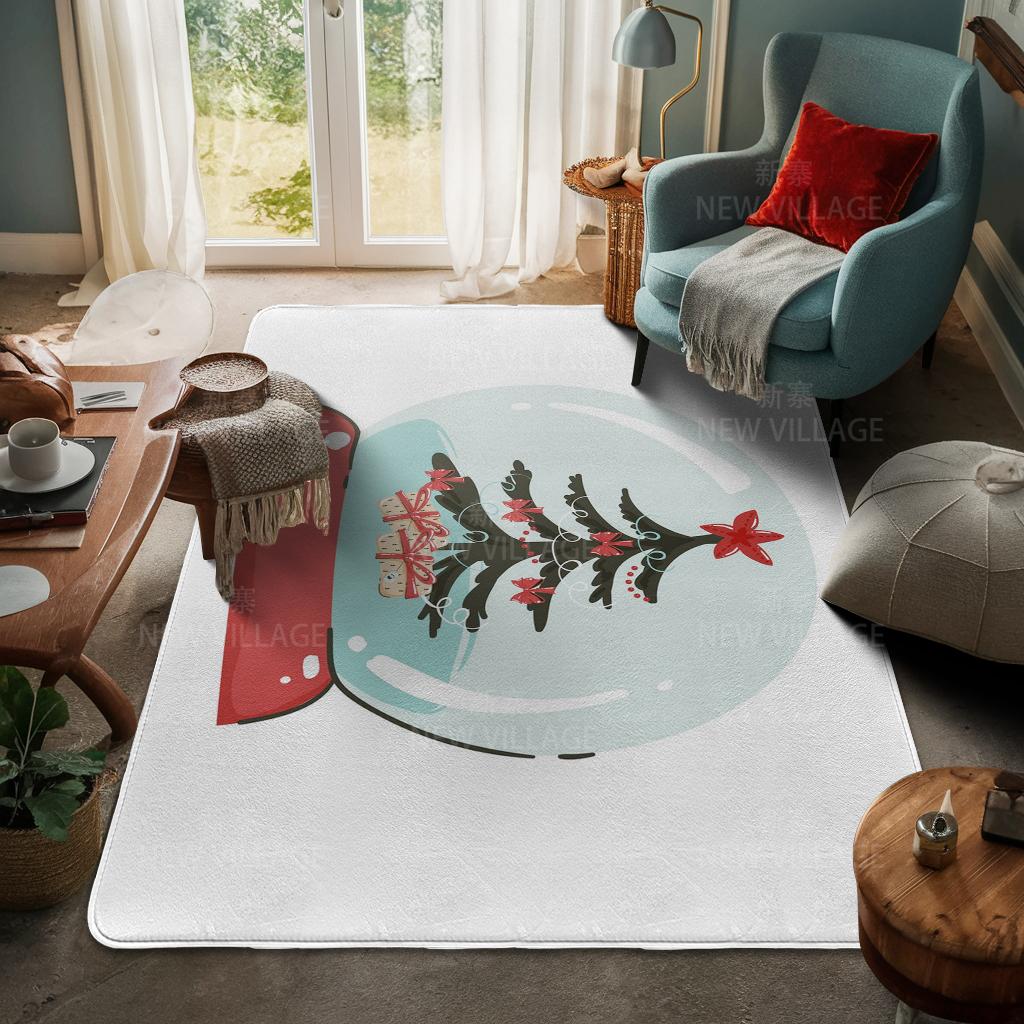 House Entrance Carpet Home Door Mat Living Room Bath Foot Bathroom Non-slip Water Absorption Rugs Bath Merry Christmas Winter