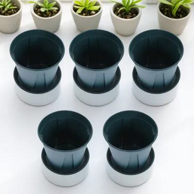 

5 Sets Creative Plastic Plant Pots Root Control Planters for Indoor Outdoor Garden Home Decoration Plastic Flowerpots with Tray 12X10X8CM