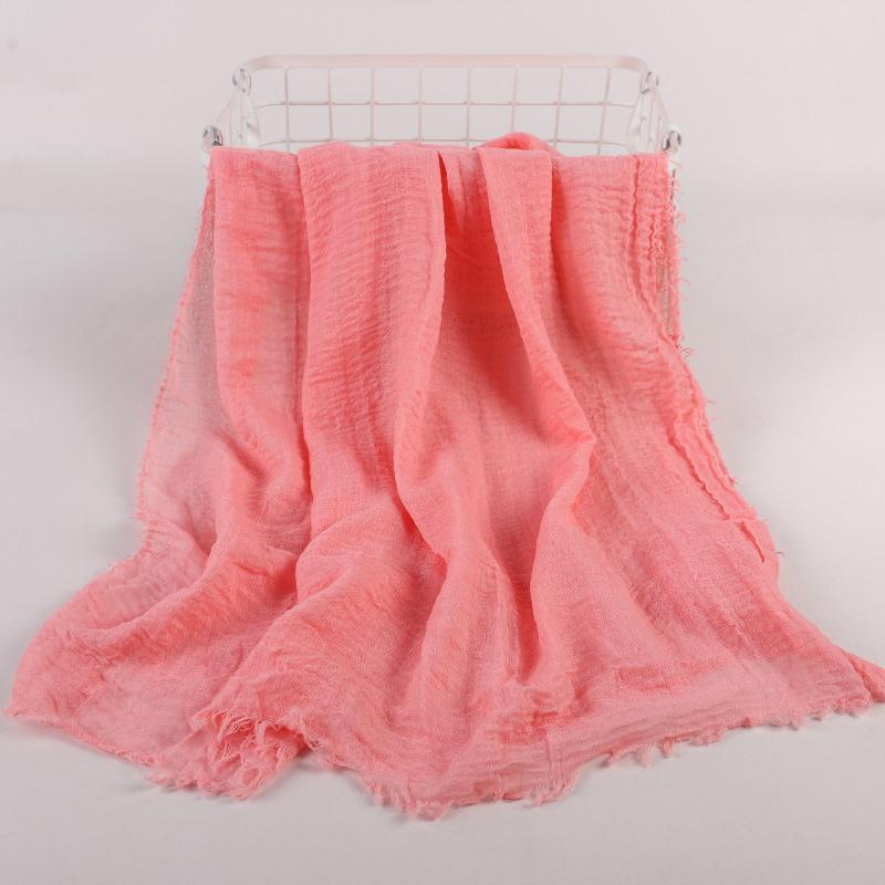 Ramadan Cotton Crinkle Headband Veil Scarves Women Solid Color  Head Wraps Long Scarves Turban Headband Muslim Fashion Headscarf