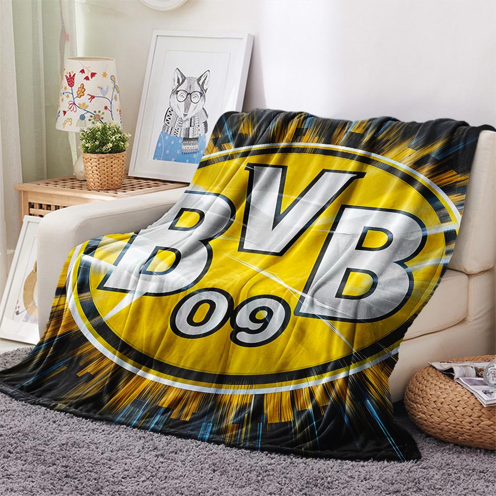 Coperta in Flanella con Stampa Logo Borussia Dortmund, Alta qualità Confortevole per Tutte le Stagioni, Decorazione per la Casa, Calore e Comfort, Perfetta per Regali di Natale