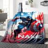 Captain America In Dynamic Pose With Shield And Stars Background Throw Customizable Blanket Personalized Name Ultrasoft Versatile For Sofa Couch
