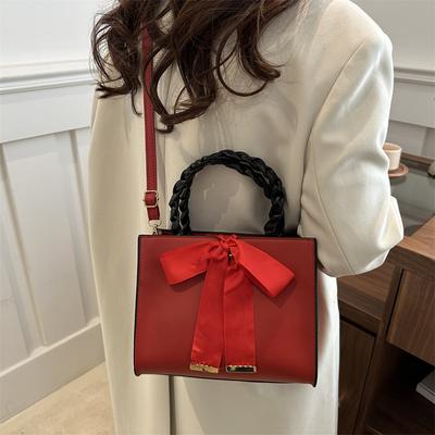 2025 New Red Bridal Wedding Bag, Wedding Bag, Handbag, Shoulder Messenger Bag, Square Bag, Bow Bag for Women