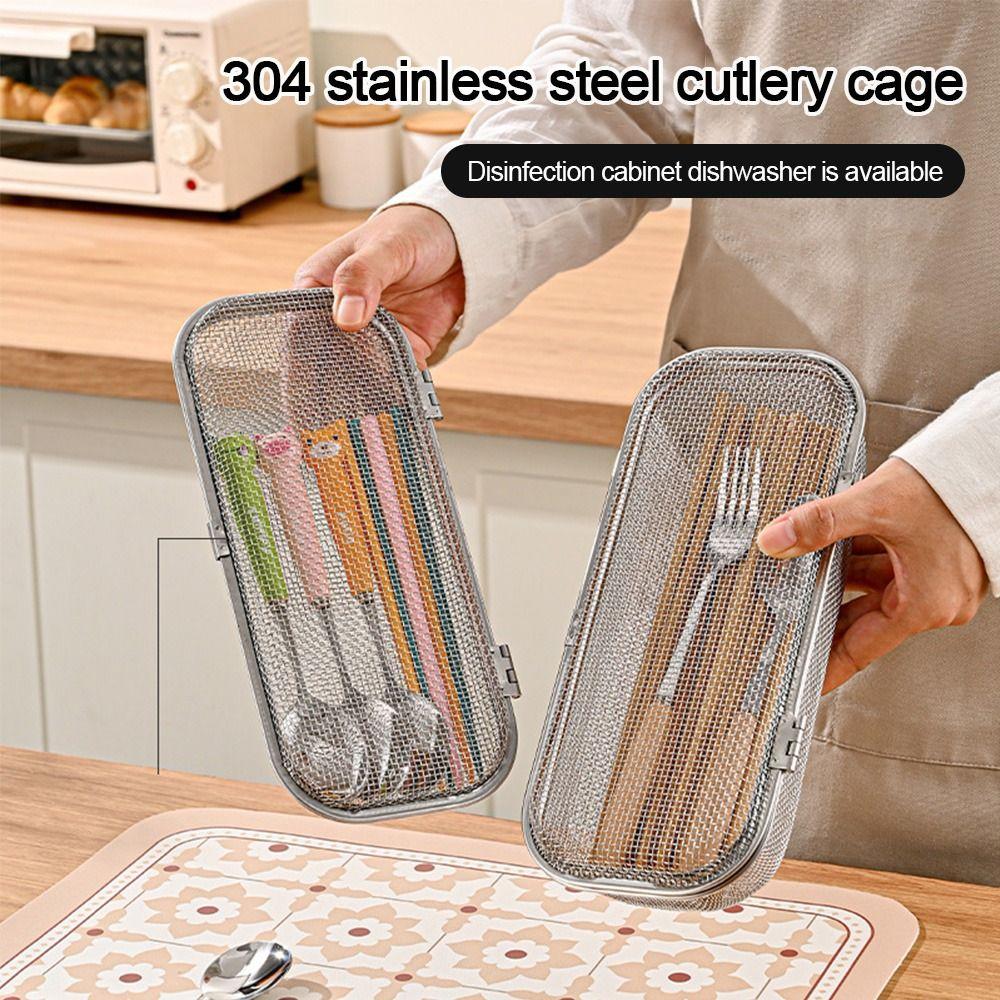 304 Stainless Steel Dishwasher Silverware Basket with Buckle Chopstick Holder  for Small Item