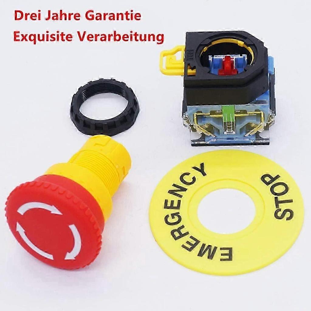 AC 440V 10A Roter Pilz Not-Aus Drucktaster Schalter 22mm NO NC Drucktaster Schalter LA38-11ZS