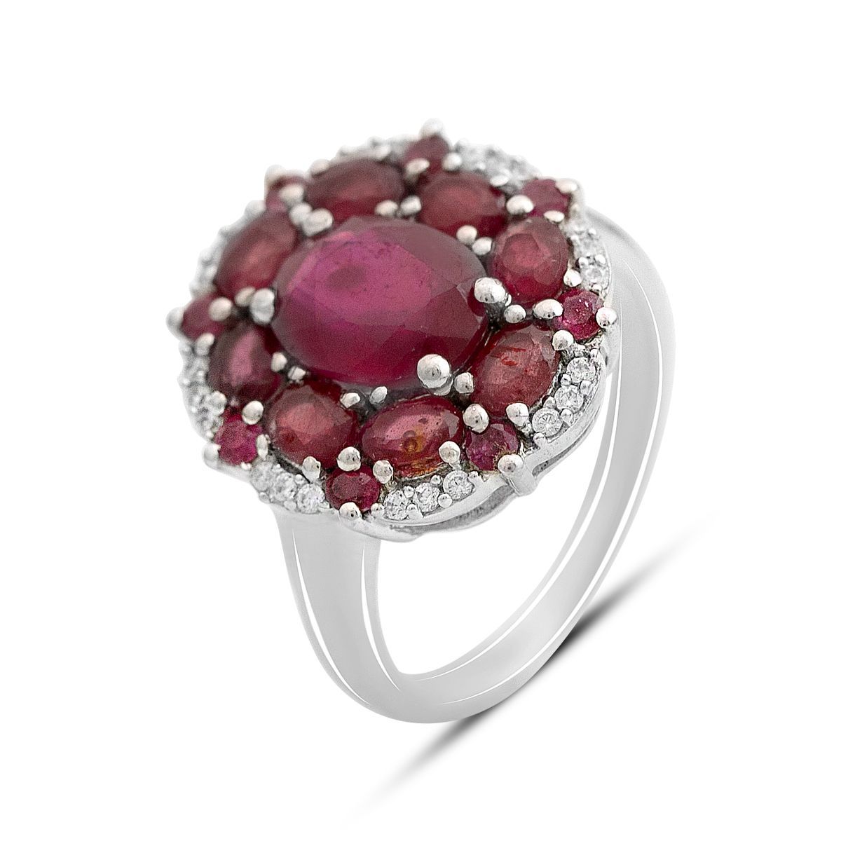 

Срібна каблучка з натуральним рубіном 4.895ct, фіанітами, вага виробу 5,86 гр (2165637) 17 rubine червоний колір