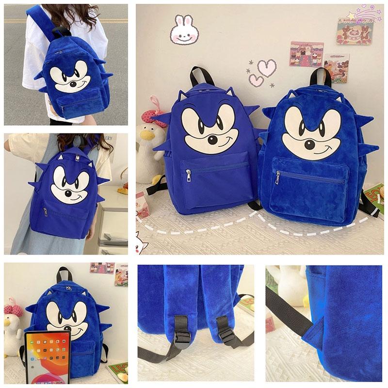 Zaino per Bambini Carino di Sonic, Grande e Resistente, Impermeabile, Traspirante, Con Spallacci Curvi, Blu