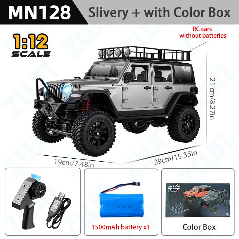 MN128 1:12 Remote Control Car 2.4g 4wd Full Scale Mnrc Rtr Led Light Rock Crawler Climbing RC Truck Adult Kids Christmas Gift