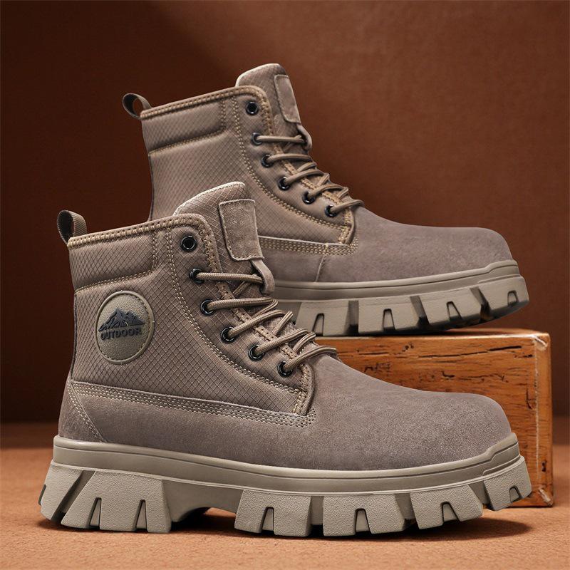 Men's Waterproof Leather & Fur Snow Boots - Non-Slip, Warm High-Top Workwear Martin Boots