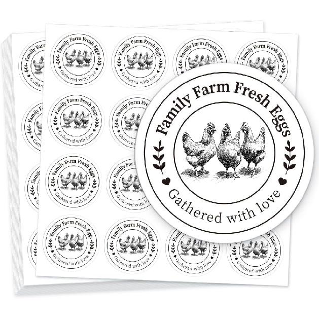 320 Pcs Quail Farm Fresh Eggs Stickers, 2 Inch Round Unwashed Eggs Carton Labels Sticker PET Adhesive Egg Packaging Stickers for Box Container Carton