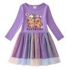 Korean Style Girls' Princess Dress with Rainbow Sequins, Mesh Pleats, and Stars - Short and Long Sleeve Options for Spring, Summer, and Autumn.