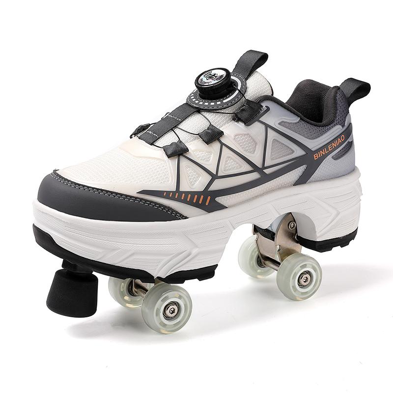 Mens Four-wheel Walking Shoes Women's Roller Skates Children's Skates Boys'/ Girls' Sports Shoes with Brake
