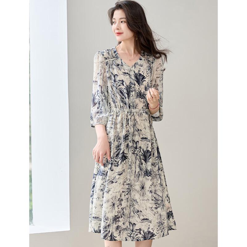 ORIGIN Women s Black Floral V-Neck A-Line Midi Dress 3XL