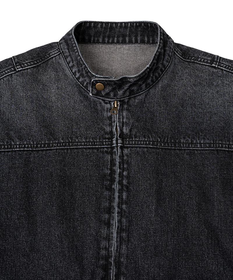 Underoff Washed Crop Denim Biker Jacket Black