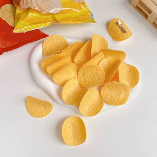 Pommes Frites Chips Form Haarspange Realistische Lebensmittel-Form Haarspange mit Metallboden Anti-Rutsch-Design Haarspange Haarschmuck