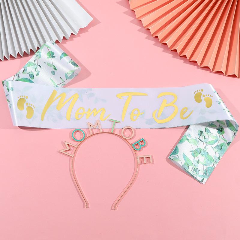 Satin "Mom-to-Be" Footprints & Letter Sash for Gender Reveal Baby Shower