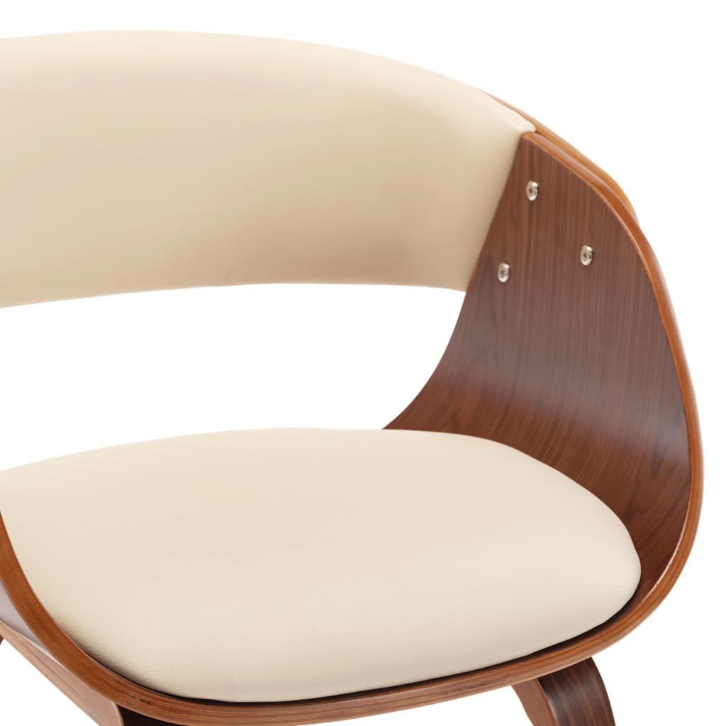 Dining Chairs 4 Pcs Cream Colored Bentwood Frame and Artificial Leather