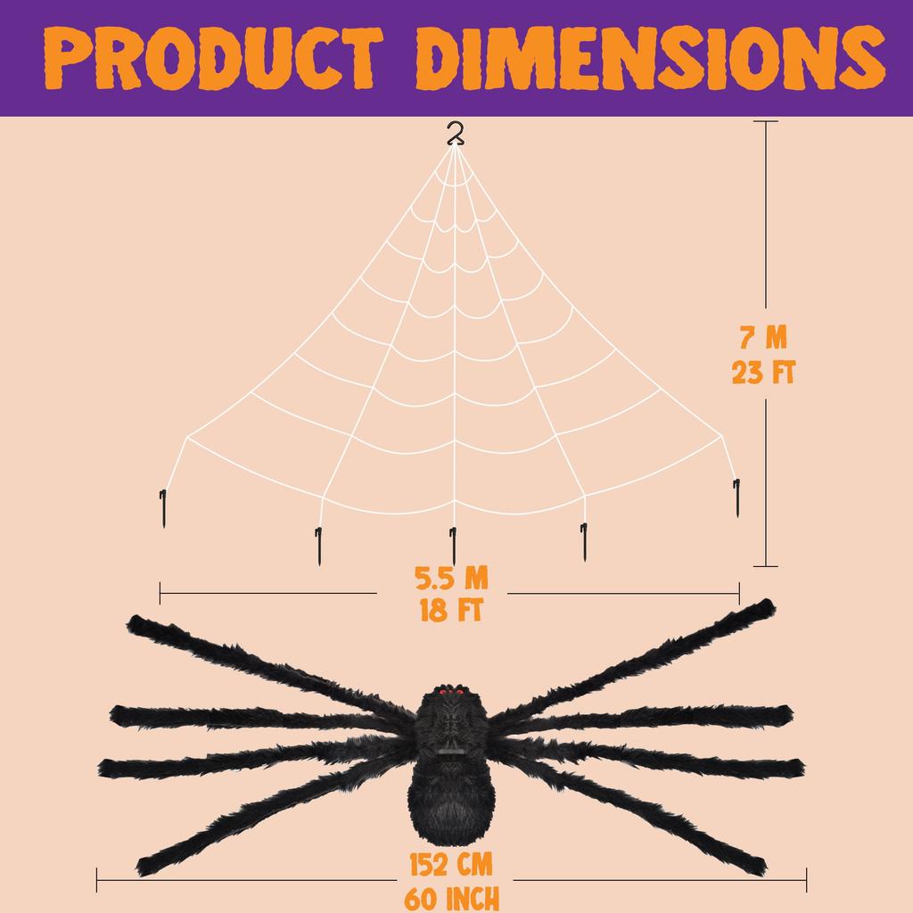 Joyfy Halloween Decorations Giant Spider Web Fake Spiders Indoor Outdoor 59 with 400 Sqft for Entertaining Play Safe Kid Friendly Fun