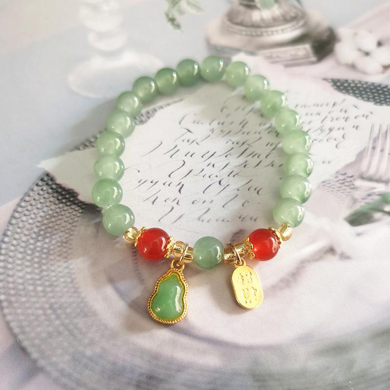 New Women's Mori Style Butterfly Glass Bracelet with Colorful Crackle Beads