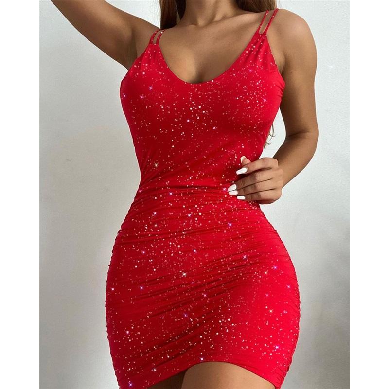 

Женское сексуальное платье-халтер с однотонной юбкой на бедрах S красный