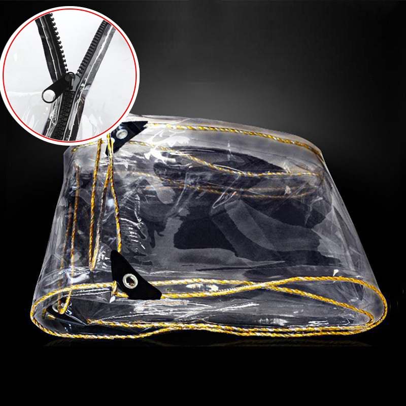 Waterproof Transparent PVC With Zipper Weatherproof Durable Black Rope Edge Canopy Foldable Rain Cover For Garden Furniture