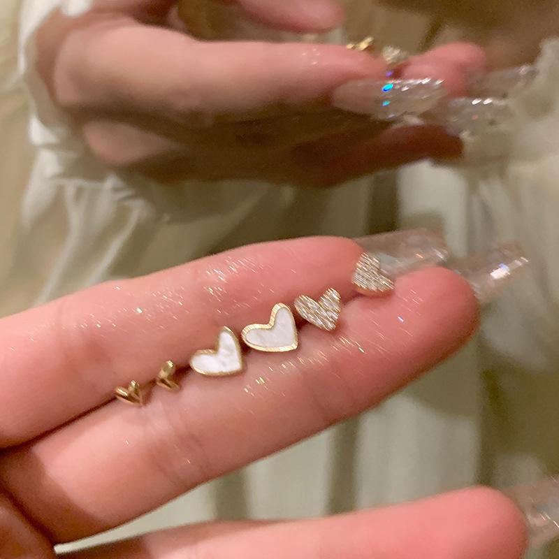 6 Pièces/Ensemble Boucles d'Oreilles Puces Cœur Délicates Simples Pour Femmes Filles Tendance Exquises Minuscules Boucles d'Oreilles Bijoux Cadeaux Fête de Mariage