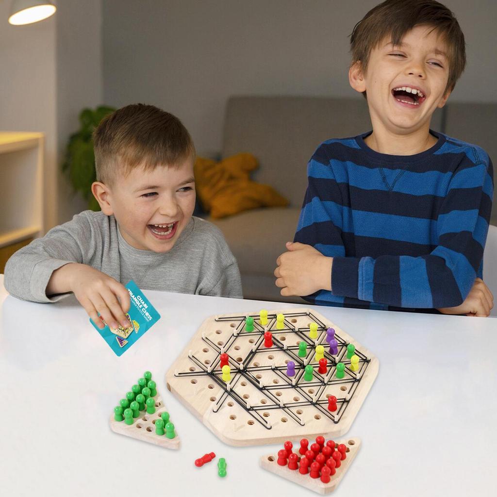Szachy Łańcuchowe Geometria Gra Planszowa Interakcja Rodzinna Ćwiczenie Myślenia Zabawki Szachy Trójkątne Gra Planszowa dla Dzieci 2-4 Graczy