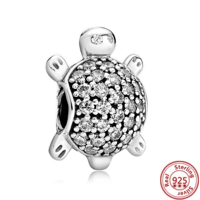 925 Sterling Silver Heart Circular Animal Beads Original  Charm Bracelet For Women DIY Fashion Silver 925 Jewelry Making