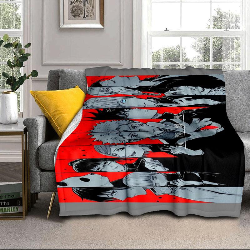 Jujutsu Curse Battle Blanket Flannel Blanket for bed, sofa, Camping, Hiking, Picnic Essentials, gift for family Fan gifts