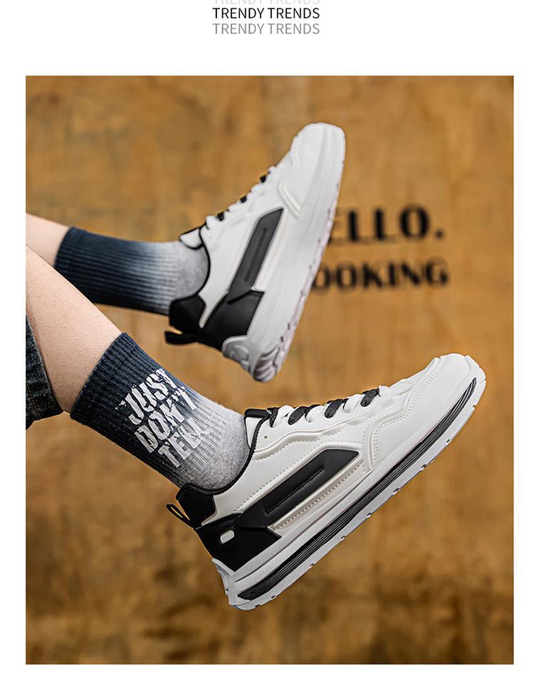 Men's Spring 2025 Breathable Casual Sneakers - Non-Slip Soft Sole, White Trendy Dad Shoes