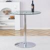 Mesa de Barra de Cristal Minimalista Moderna: Con un diámetro de 89 cm y una altura de 92 cm, es la elección para una estructura de lujo ligero.