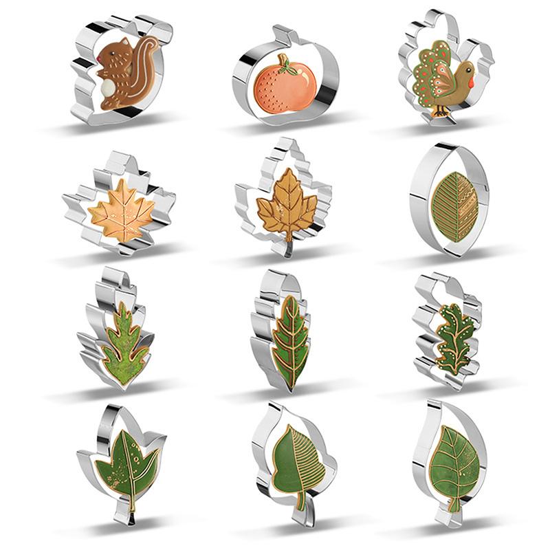 12 Stück Herbst Thanksgiving Ausstechformen Set Herbst Edelstahl Ausstechformen Formen Eichhörnchen Truthahn Ahornblatt