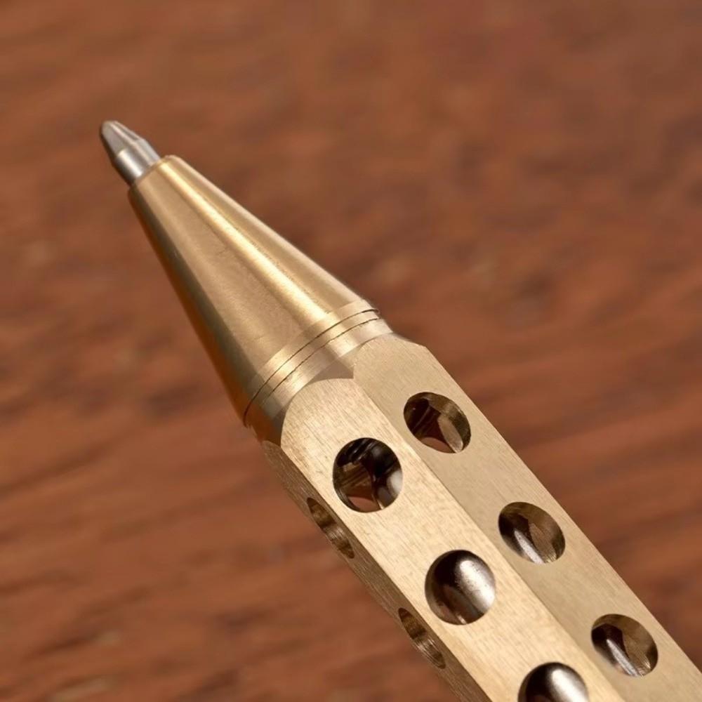 Portable Brass Pen Medium Point 1.0mm Retro Ballpoint Pen Bolt Action Smooth Writing Rollerball Pen