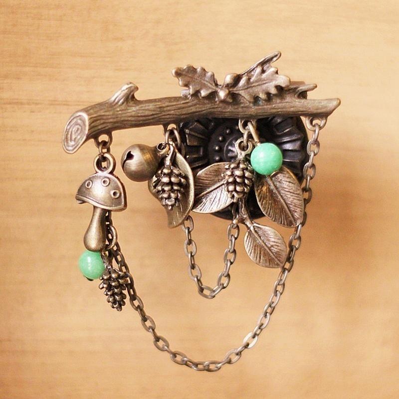 Vintage Brooch Tree Brooches for Women Pins Antique Gold Leaf Brooch Pin Plant Chain Pendant Brooch Jewelry