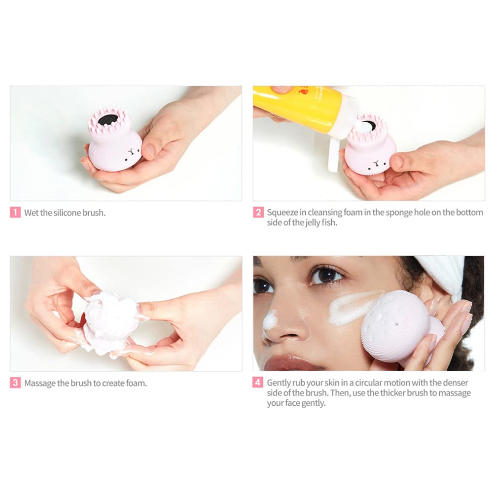 ETUDE My Beauty Tool Jellyfish Silikonborste | Allt-i-ett Djup Porrengöringssvamp & Borste, för Exfoliering, Massage, Rengöring Mjuk Borste