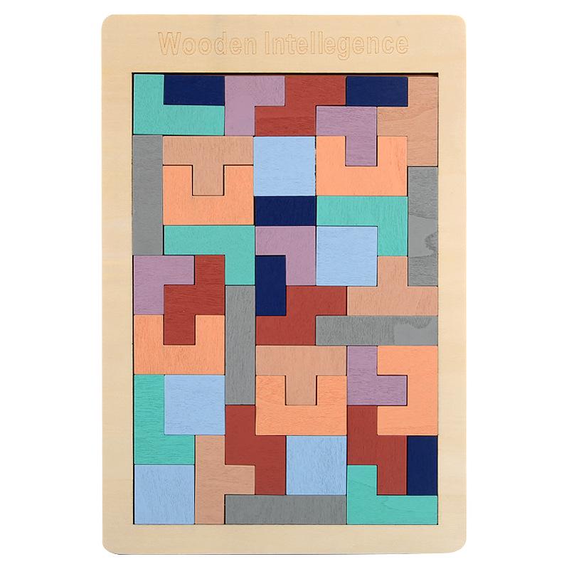 Wooden Tetris Building Blocks for Children's Educational and Cognitive Development