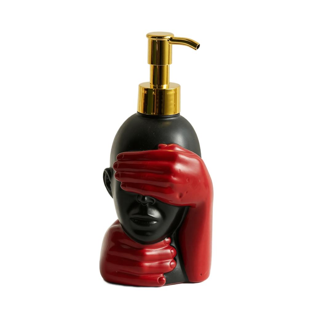 Artistic Hand Covering Face Soap Dispenser Bottle with Pump for Bathroom Shower Gel Shampoo Liquid Soap Lotion Container